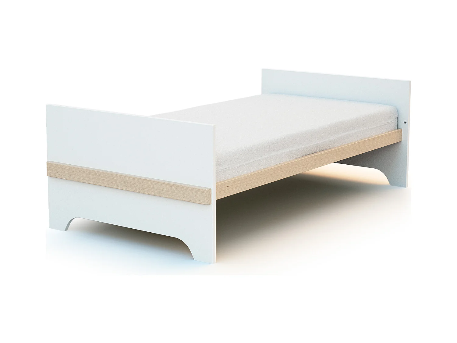 Chambre bébé lit, commode à langer et armoire Blanc et Hêtre Verni