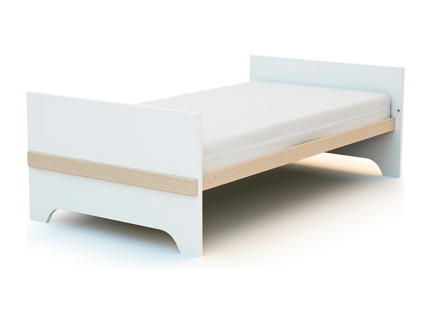 Babyzimmer Bett, Wickelkommode und Schrank CARROUSEL Holz Weiß und Buche Lackiert 70 x 140