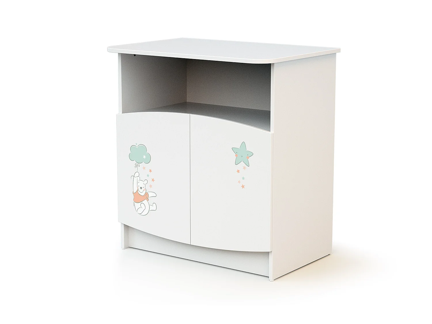 Chambre bébé lit et commode à langer bois Up in the Sky Winnie Blanc