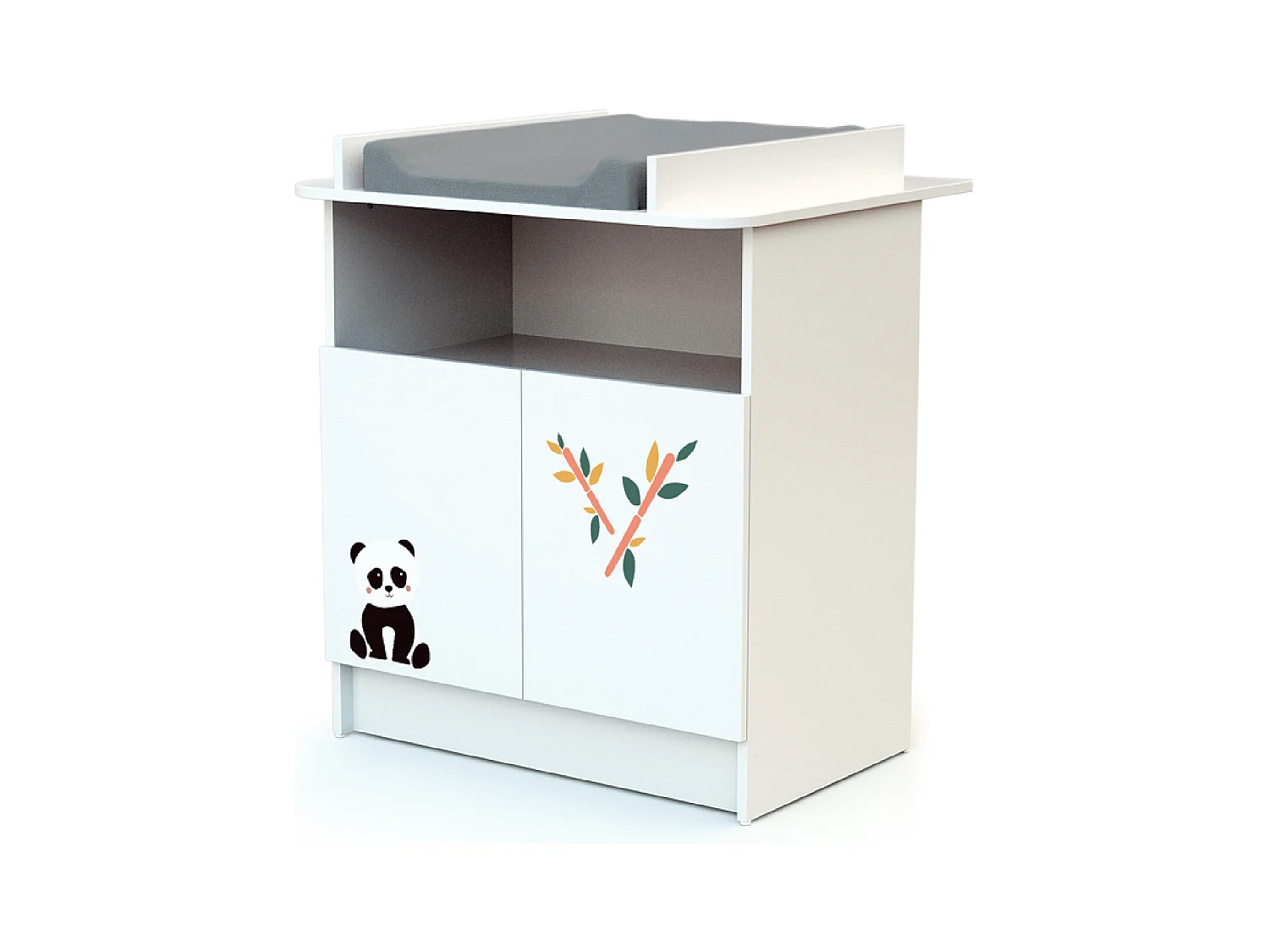 Babykamerbed en luiertafel Panda in hout Wit ALBA