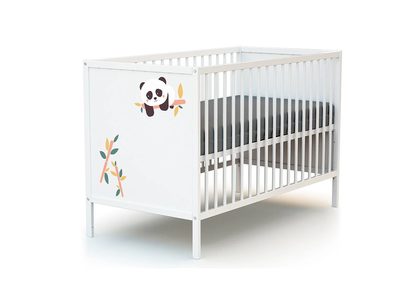 Chambre bébé lit et commode à langer en bois Panda Blanc ALBA