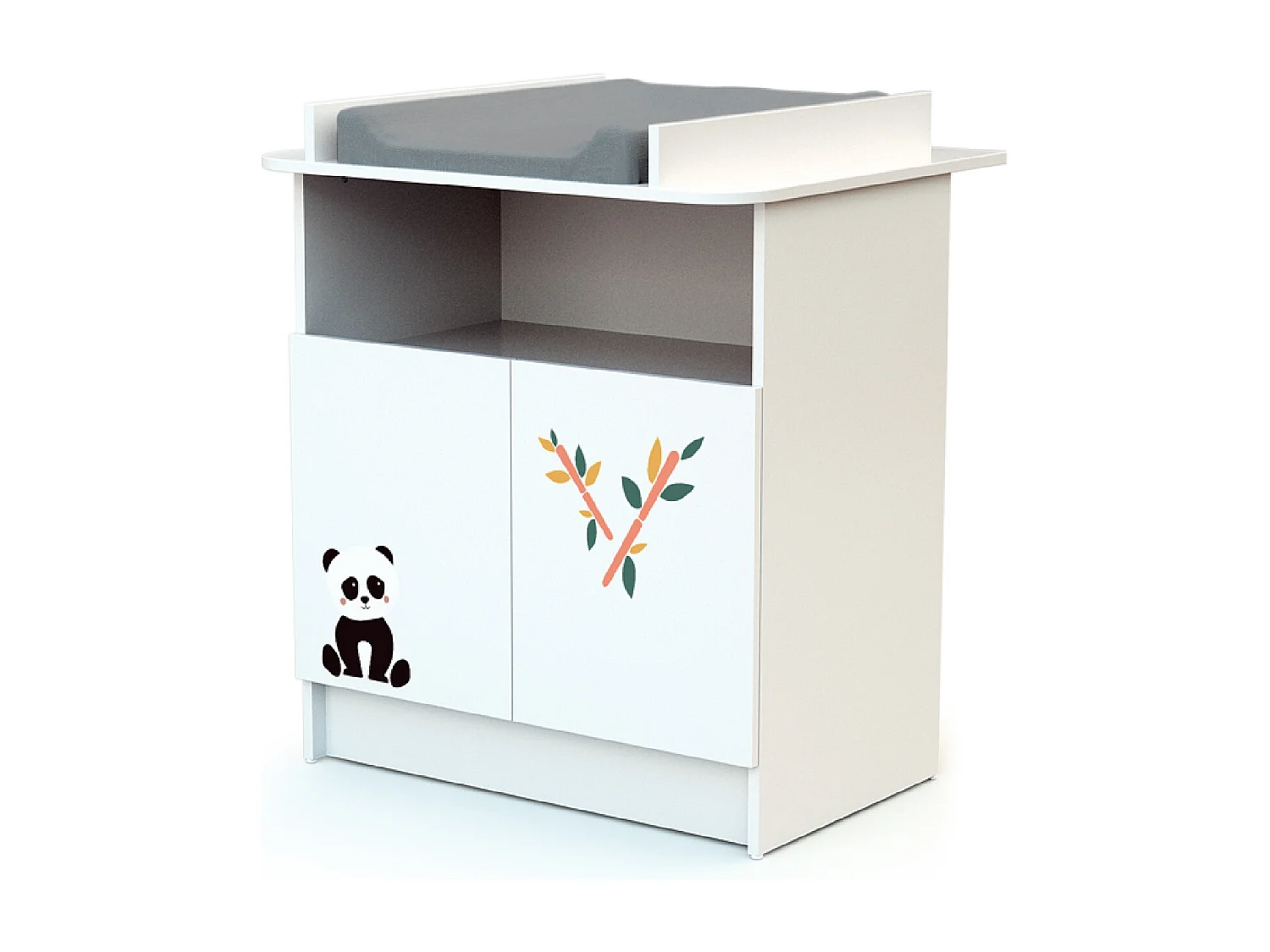Chambre bébé lit et commode à langer en bois Panda Blanc ALBA