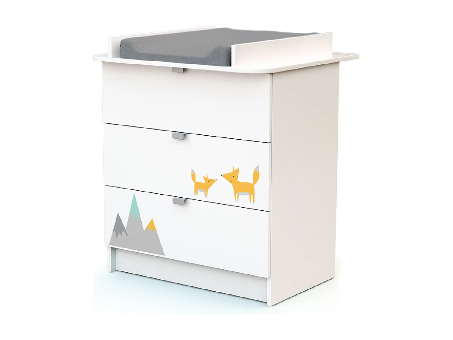 Chambre bébé lit et commode à langer en bois Renard Blanc ALBA