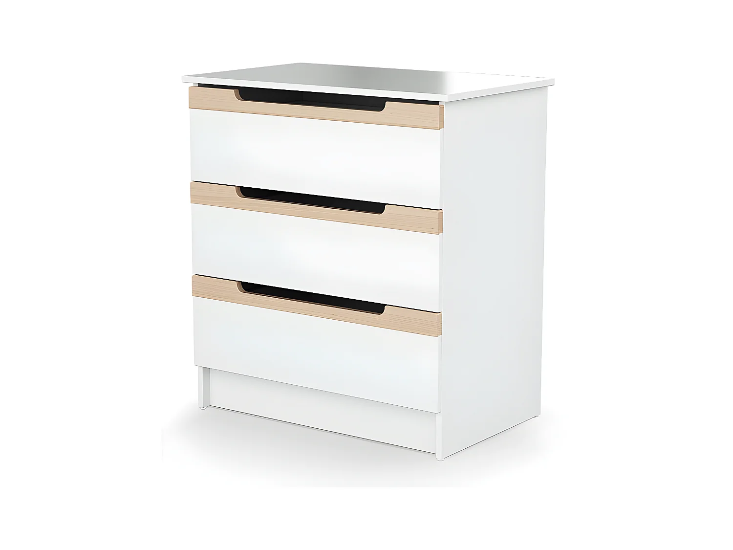 Chambre bébé lit, commode à langer et armoire Blanc et Hêtre Verni