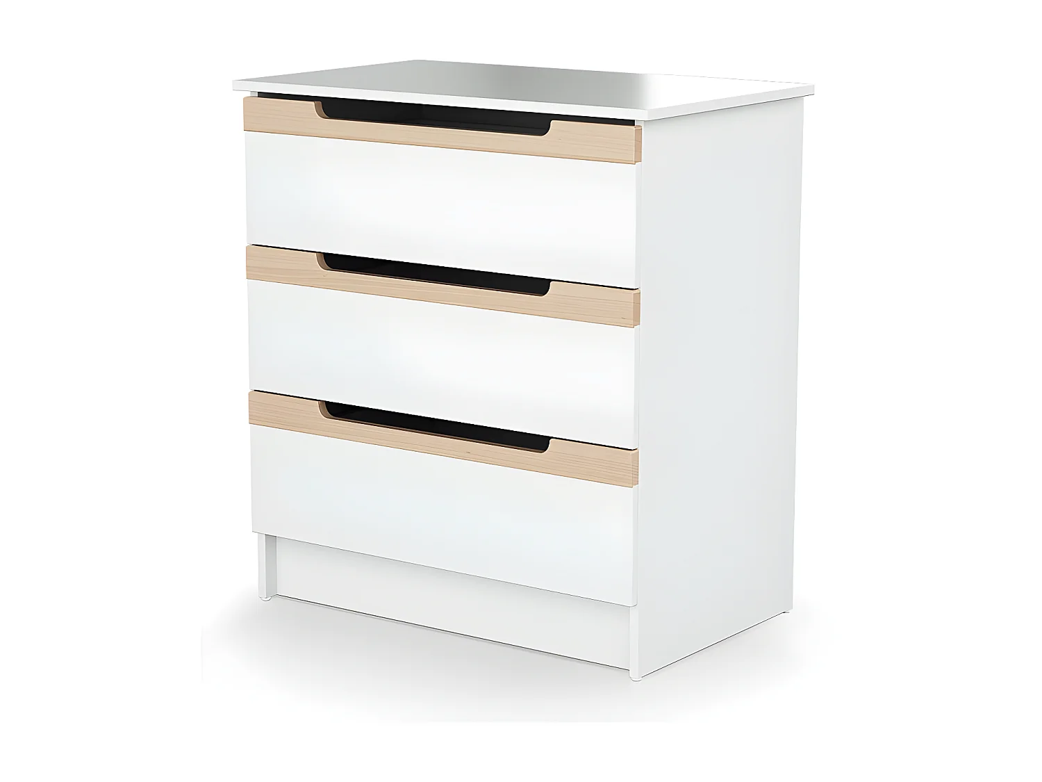 Dormitorio bebé con cuna, cambiador y armario CARROUSEL madera - Blanco/Haya Barnizada - 60 x 120