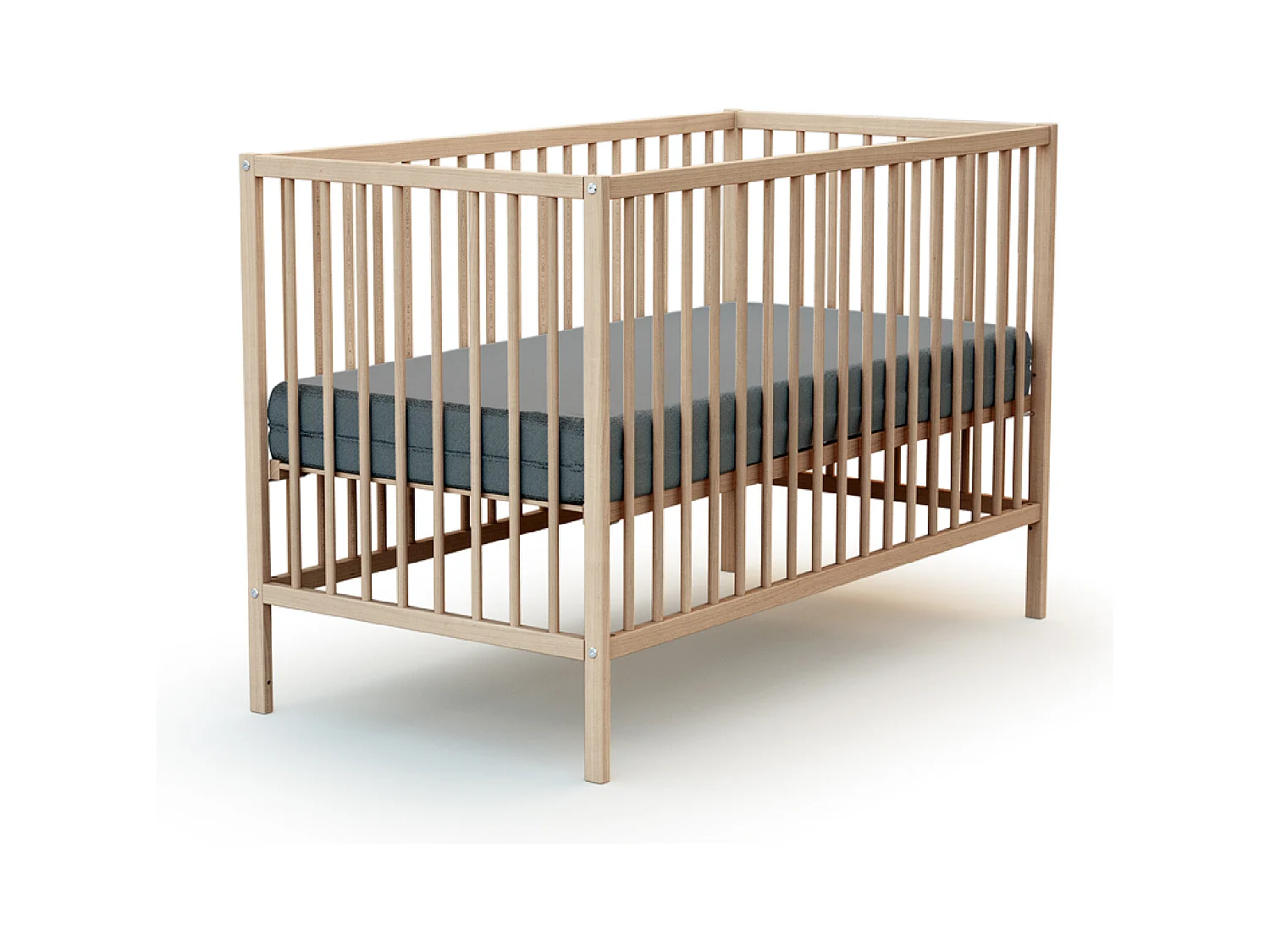 Babykamerbed en luiertafel in hout Beuken onbewerkt