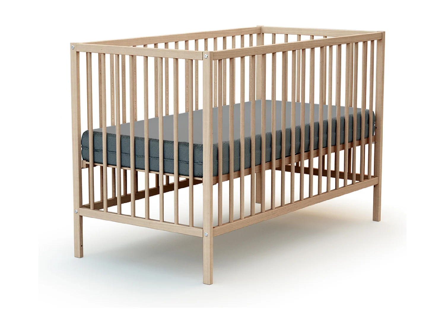 Cama de bebé e muda-fraldas de madeira Faia em bruto