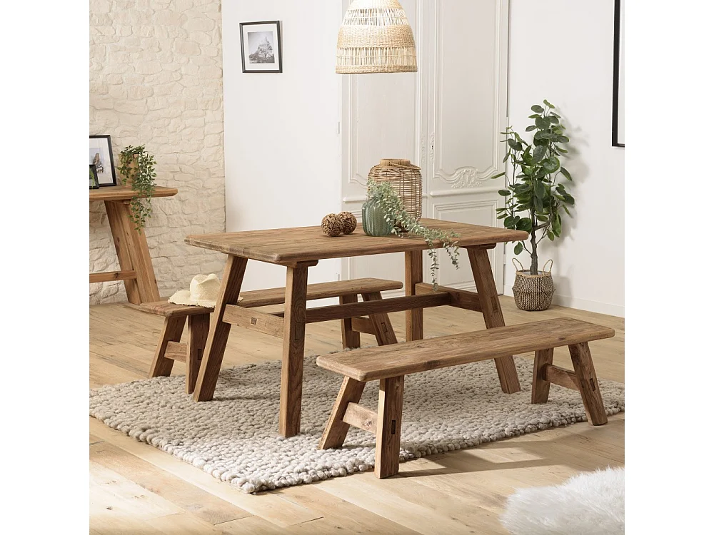 SANDY - Table à manger 140x75cm bois Pin recyclé