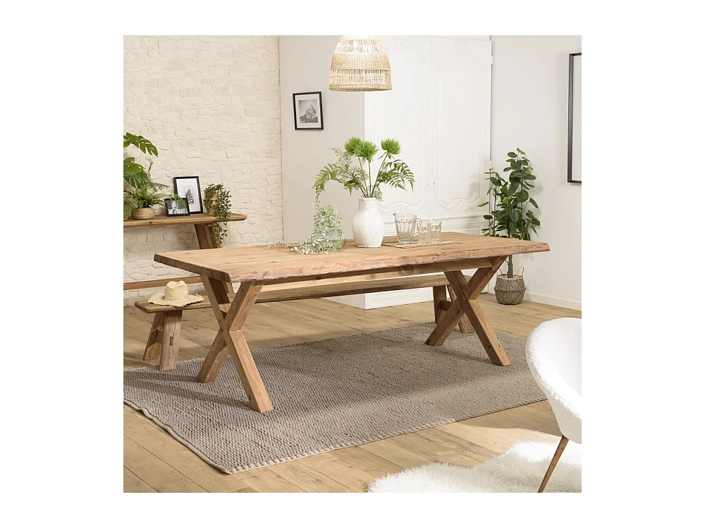 SANDY - Table à manger rectangulaire 220x100cm bois Pin recyclé