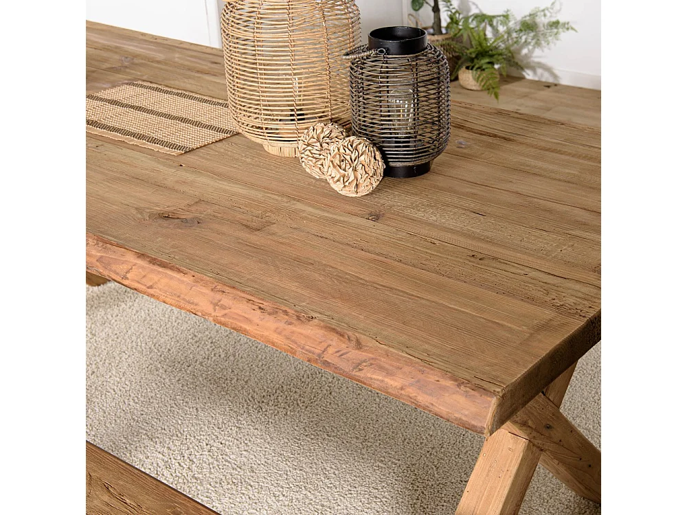 SANDY - Table à manger rectangulaire 220x100cm bois Pin recyclé