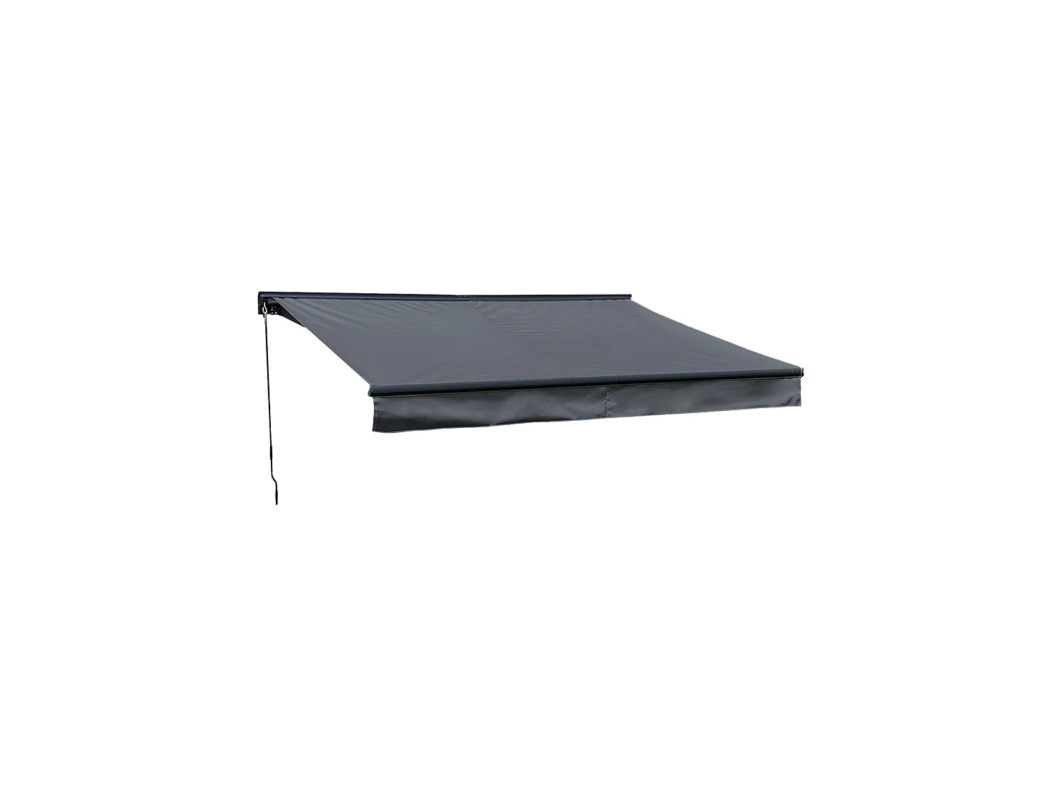 Store banne SAULE 2,95 × 2,5m avec semi-coffre - Toile anthracite et structure grise - HAPPY GARDEN