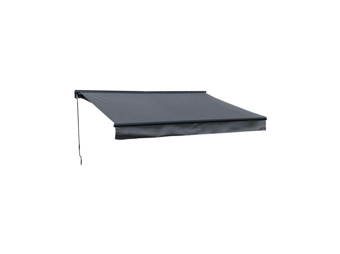 vente unique Store banne SAULE 2 95 × 2 5m avec semi-coffre - Toile anthracite et structure grise - HAPPY GARDEN