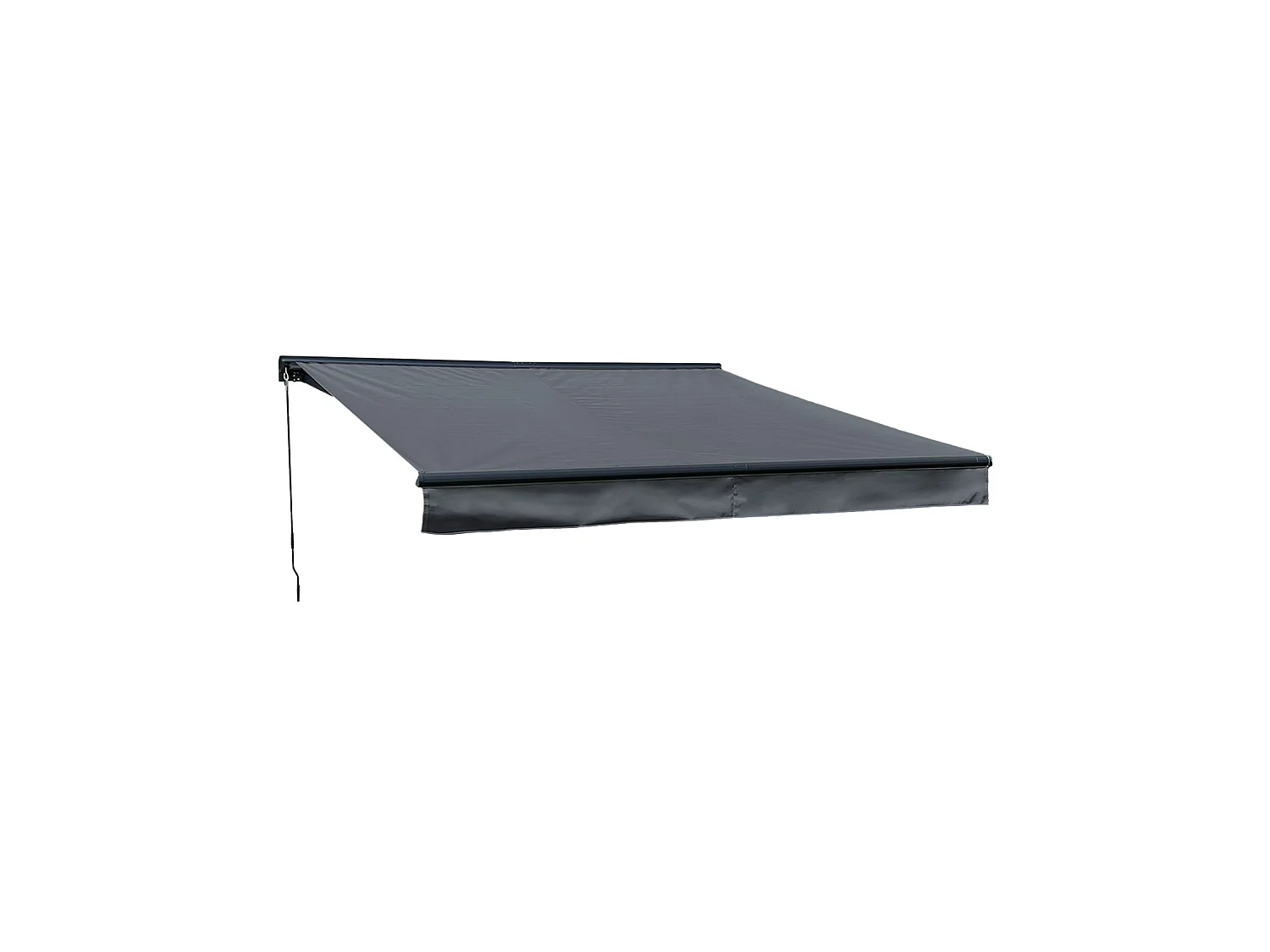 Store banne SAULE 3,5 × 3m avec semi-coffre - Toile anthracite et structure grise - HAPPY GARDEN