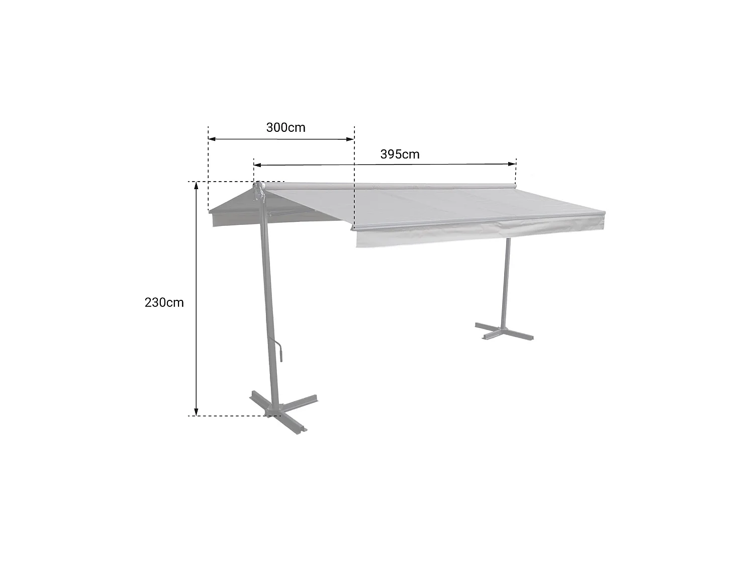 Store double pente FRENE sur pieds 3,95 x 3 m - Toile anthracite et structure grise - HAPPY GARDEN