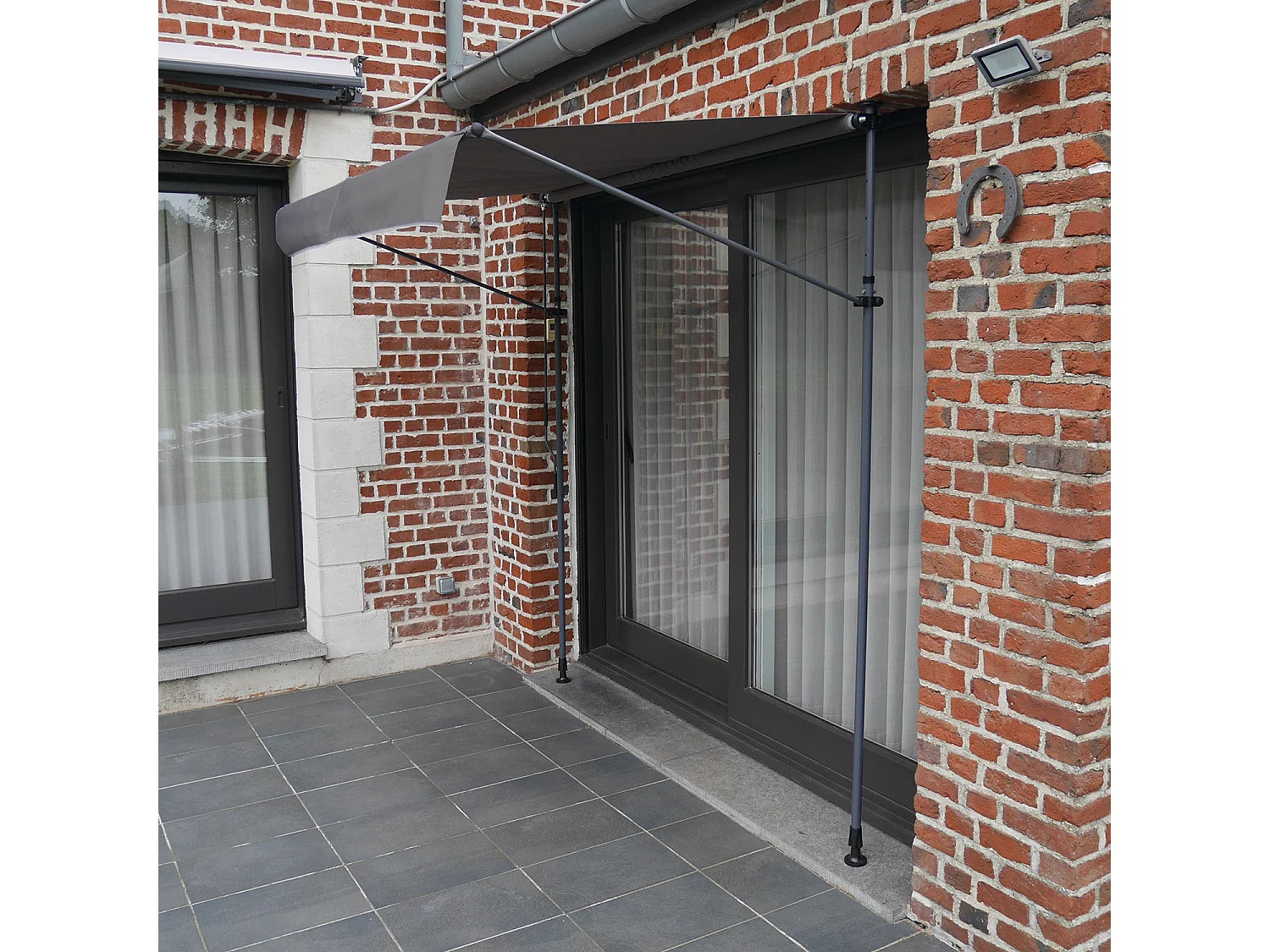 CHENE balkonluifel 2 × 1.2m - Antraciet doek en grijs frame