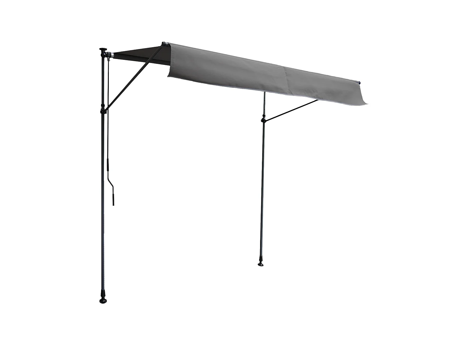 Store banne pour balcon CHENE 2 × 1,2m - Toile anthracite et structure grise - HAPPY GARDEN