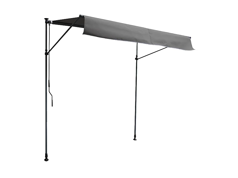 CHENE balkonluifel 2 × 1.2m - Antraciet doek en grijs frame