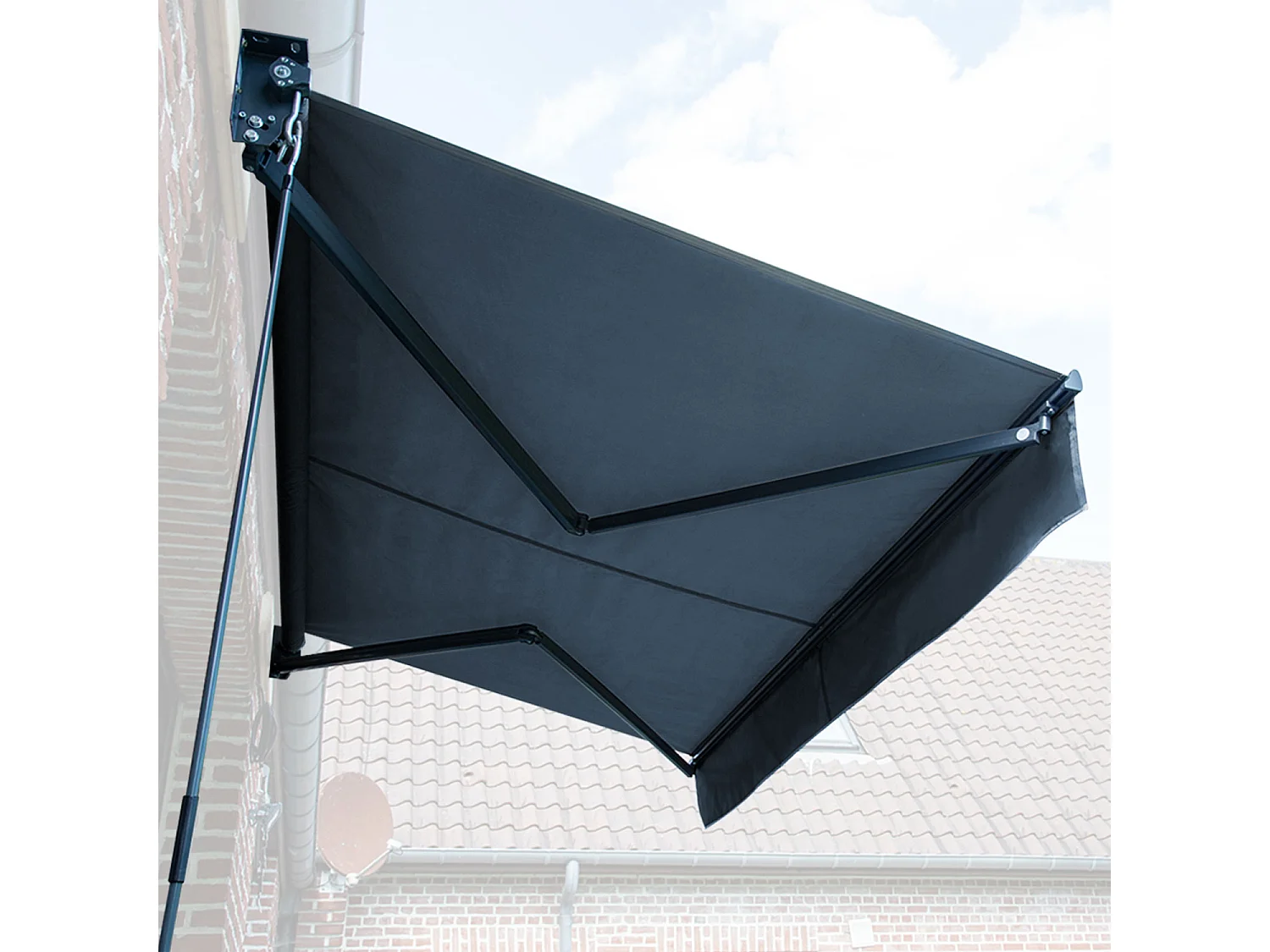 SAULE luifel 2,95 × 2,5m - Antraciet doek en grijze structuur