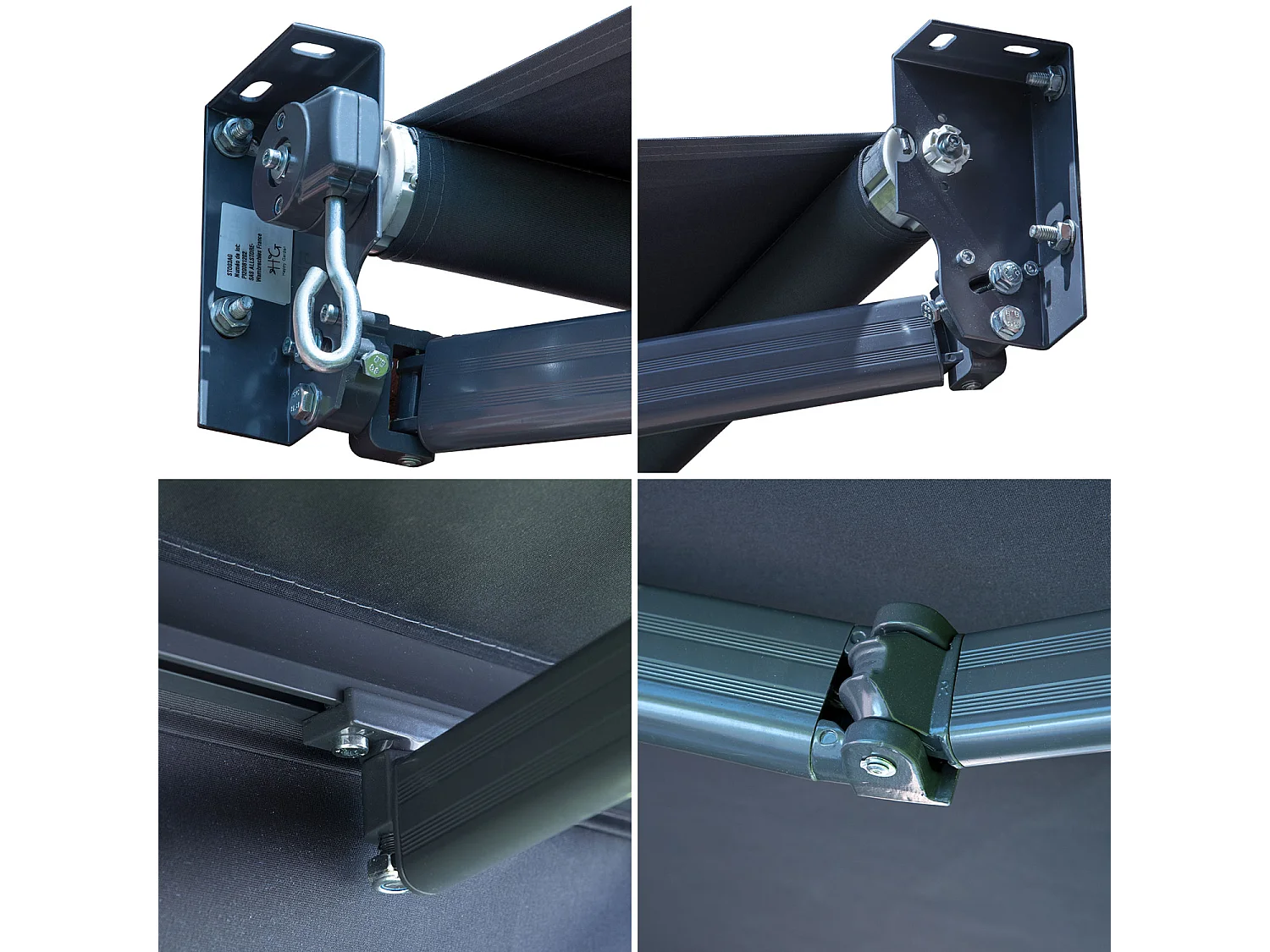 SAULE luifel 2,95 × 2,5m - Antraciet doek en grijze structuur