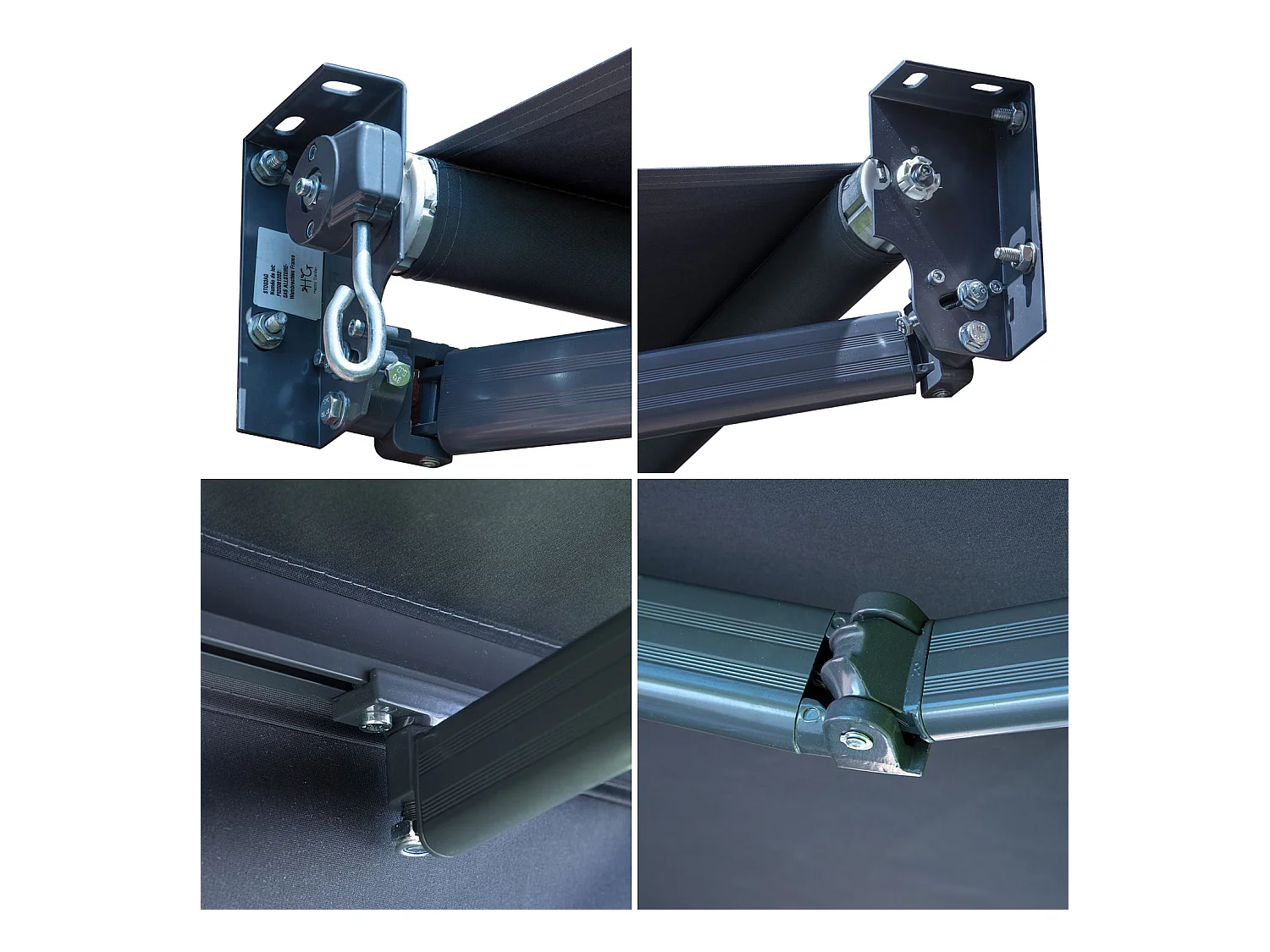 Store banne SAULE 2,5 × 2m - Toile anthracite et structure grise - HAPPY GARDEN