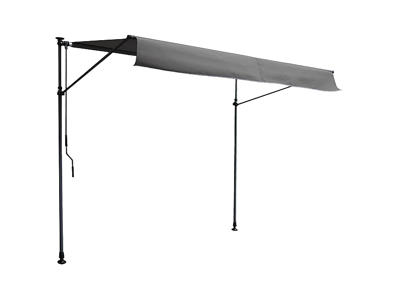 Store banne pour balcon CHENE 3 × 1,2m - Toile anthracite et structure grise - HAPPY GARDEN