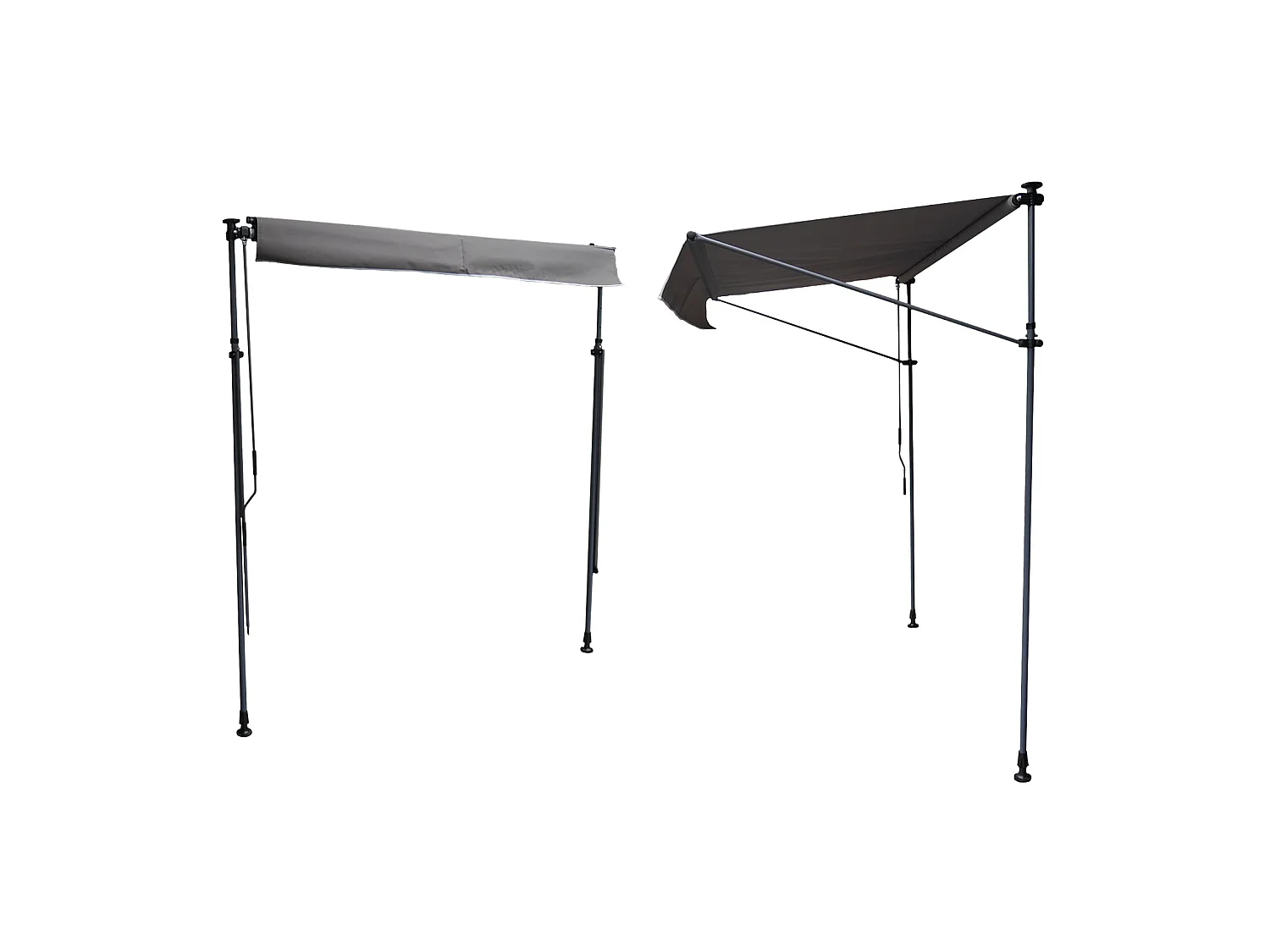 CHENE balkonluifel 3 × 1.2m - Antraciet doek en grijs frame
