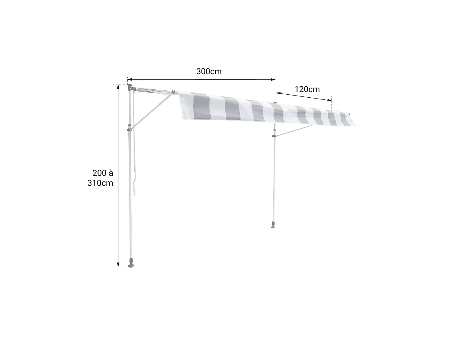 CHENE balkonluifel 3 × 1.2m - Antraciet doek en grijs frame
