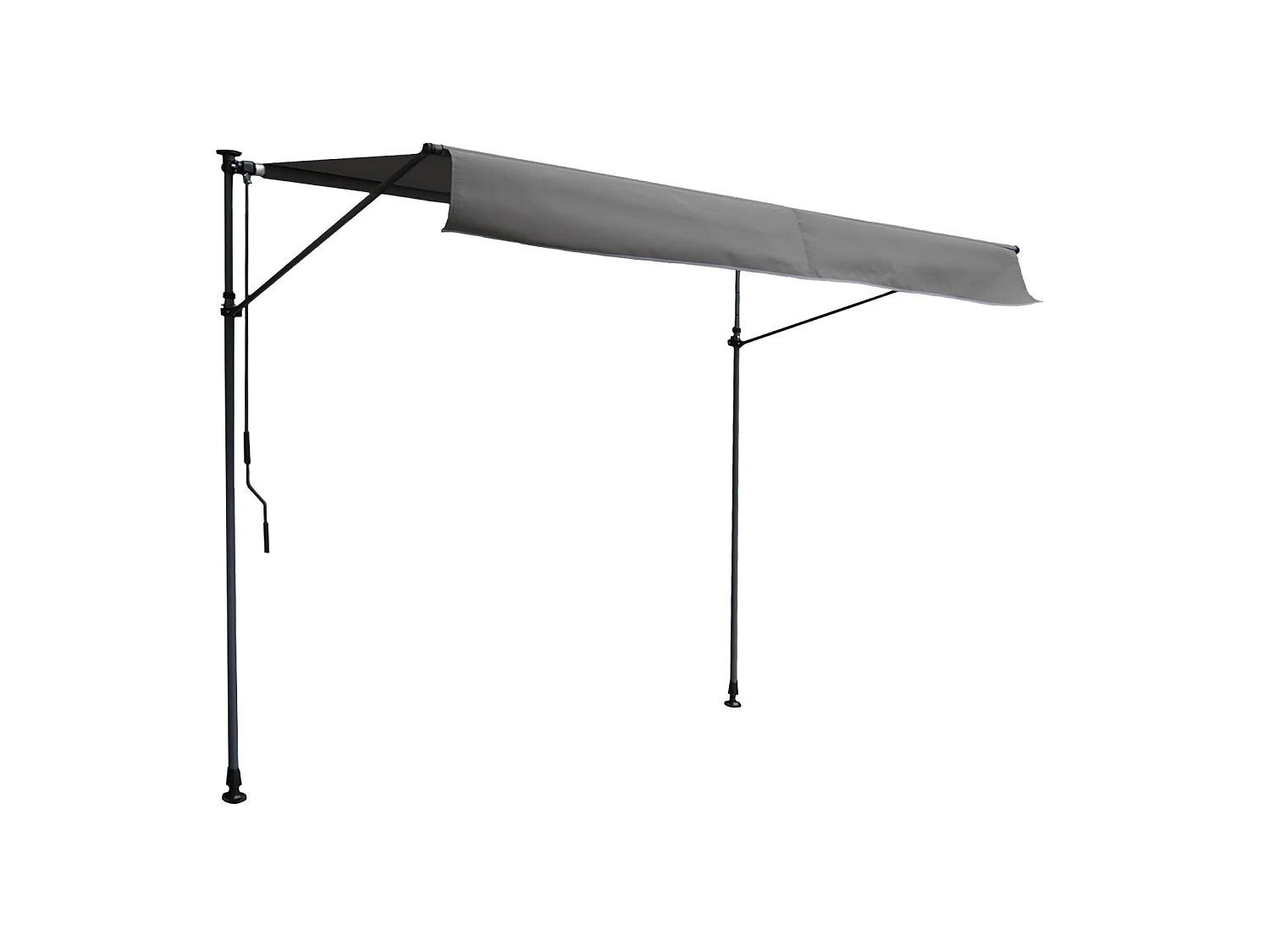 Store banne pour balcon CHENE 3 × 1,2m - Toile anthracite et structure grise - HAPPY GARDEN