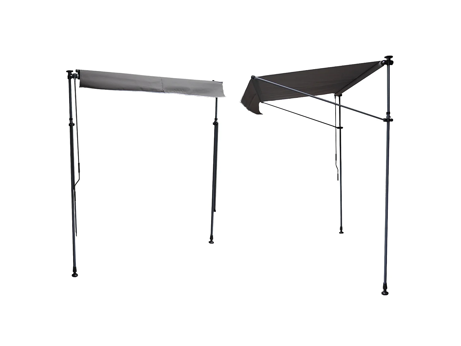 Store banne pour balcon CHENE 3 × 1,2m - Toile anthracite et structure grise - HAPPY GARDEN