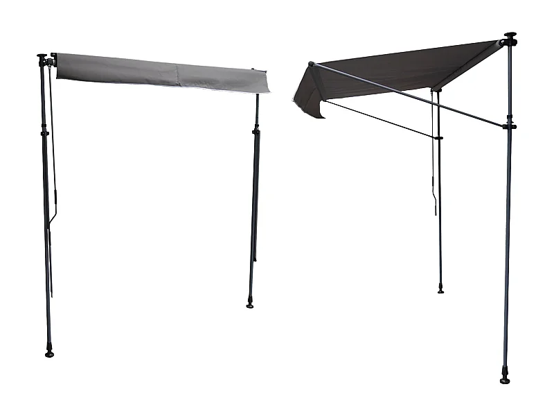 CHENE balkonluifel 3 × 1.2m - Antraciet doek en grijs frame