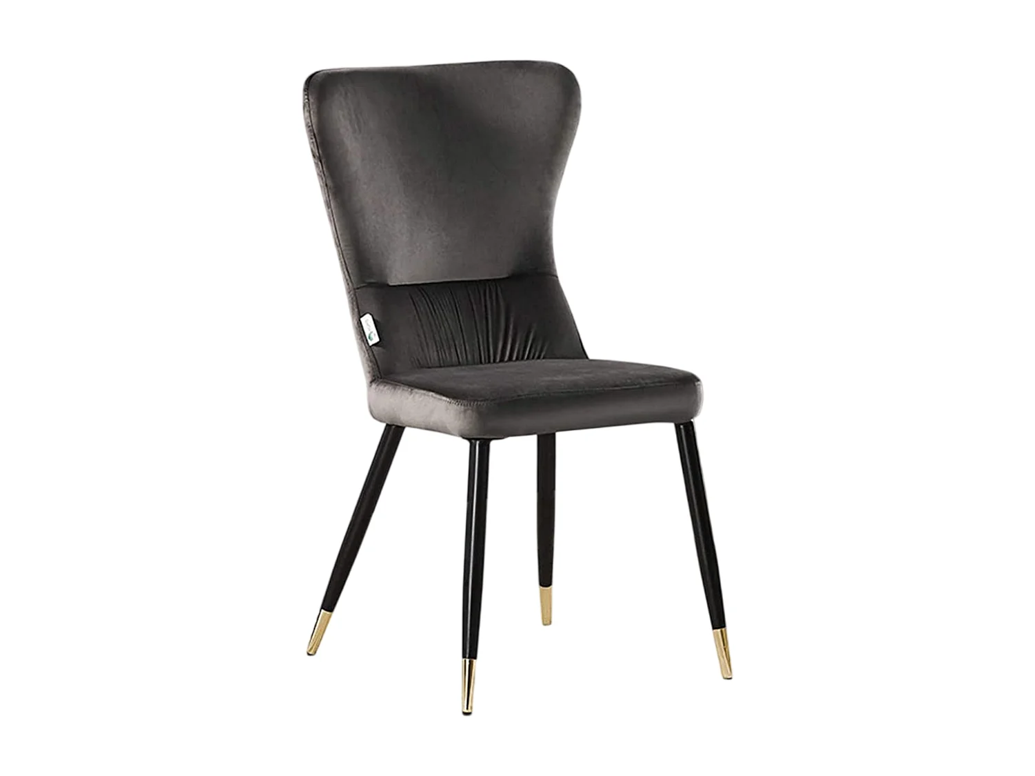 NEW YORK - Lot de 2 Chaises Rétro en Velours Gris - Pieds Coloris Noir & Doré