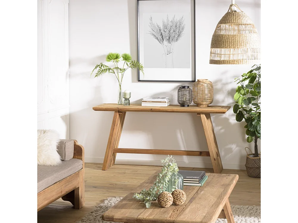 SANDY - Console 160x45cm bois Pin recyclé