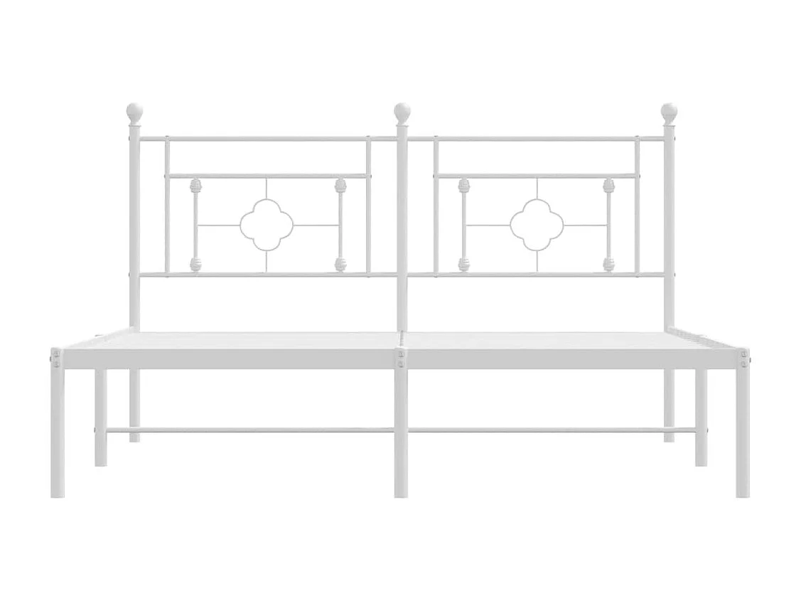 Lit double | Lit adulte | Cadre de lit métal et tête de lit blanc 160x200 cm
