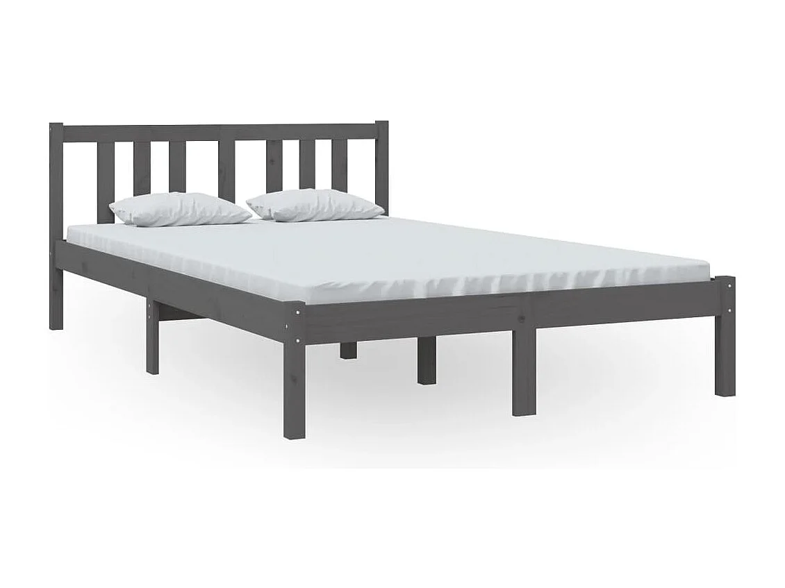 Lit simple | Lit adulte, enfant | Cadre de lit gris bois massif 120x200 cm