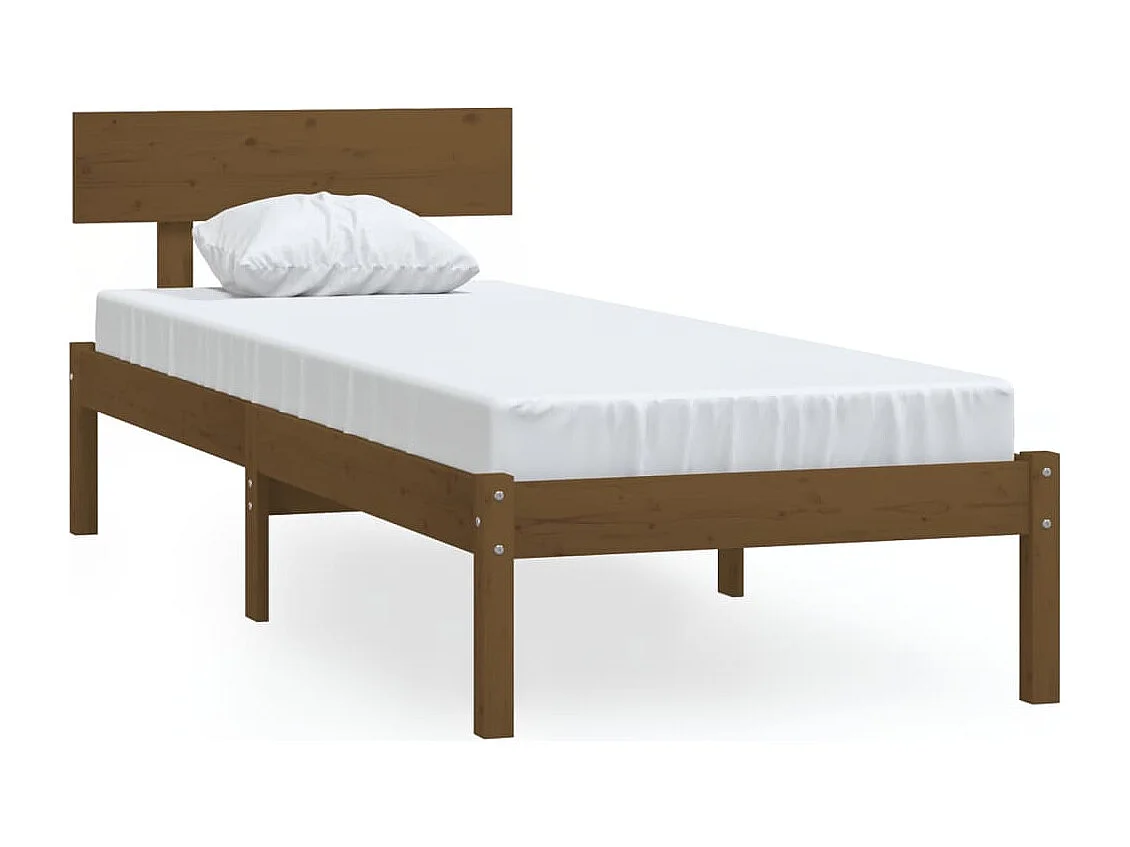 Lit simple | Lit adulte, enfant | Cadre de lit marron miel bois de pin massif 90x190 cm