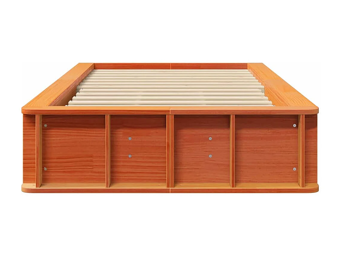 Lit simple | Lit adulte, enfant | Cadre de lit avec stockage Marron cire 90x190 cm Bois massif