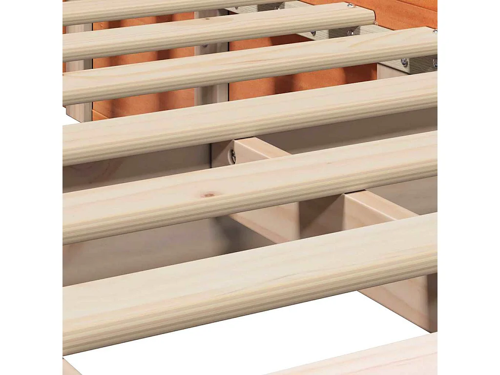 Lit simple | Lit adulte, enfant | Cadre de lit avec stockage Marron cire 90x190 cm Bois massif
