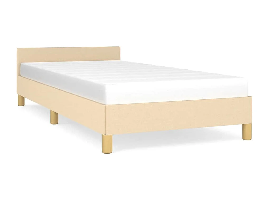 Lit simple | Lit adulte, enfant | Cadre de lit avec tête de lit crème 80x200cm tissu