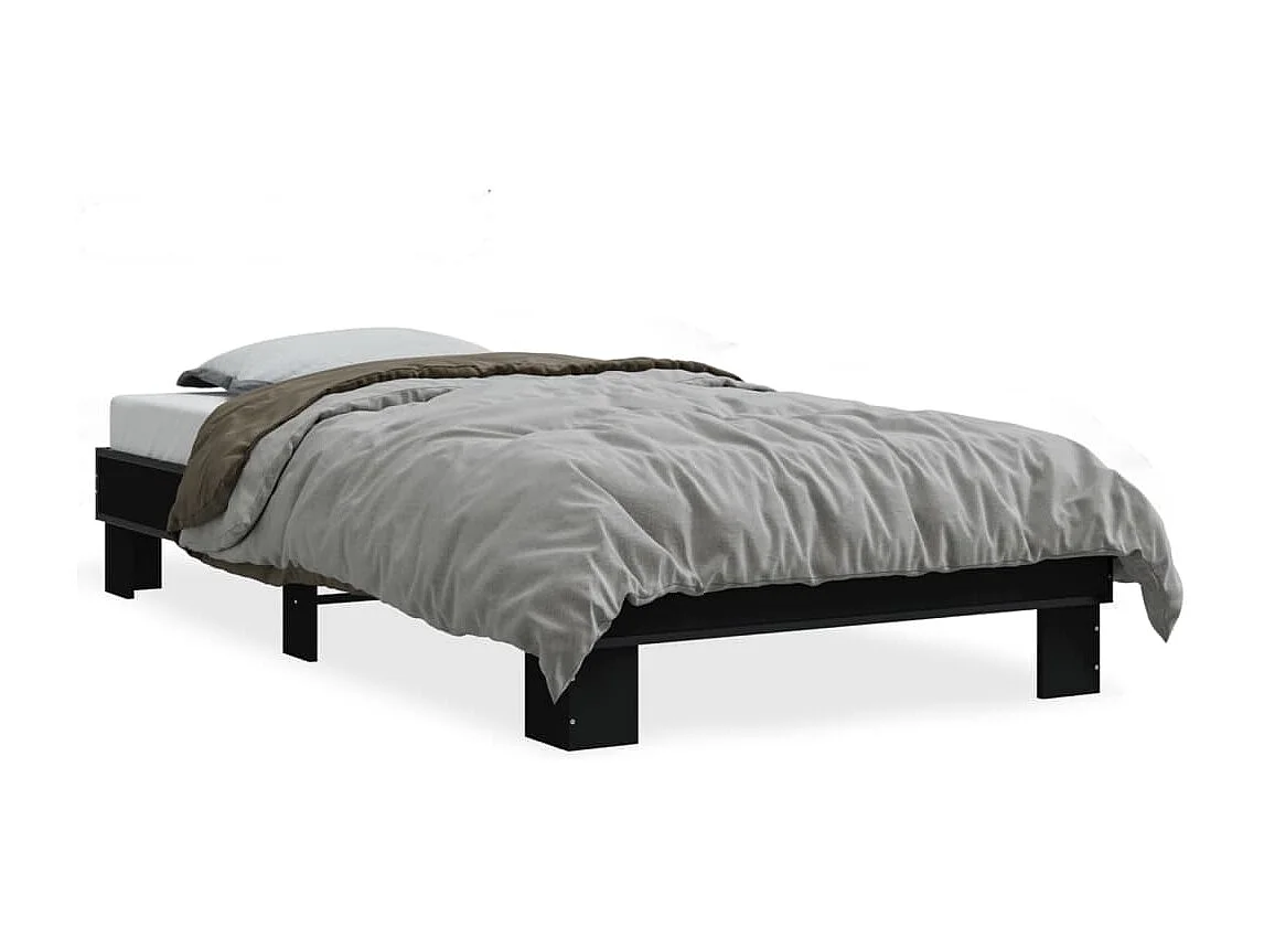 Lit simple | Lit adulte, enfant | Cadre de lit noir 75x190 cm