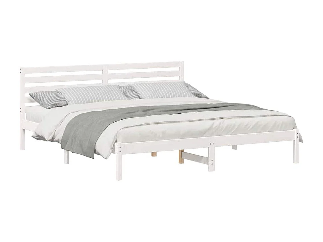 Lit double | Lit adulte | Cadre de lit Blanc 200x200 cm Bois massif en pin
