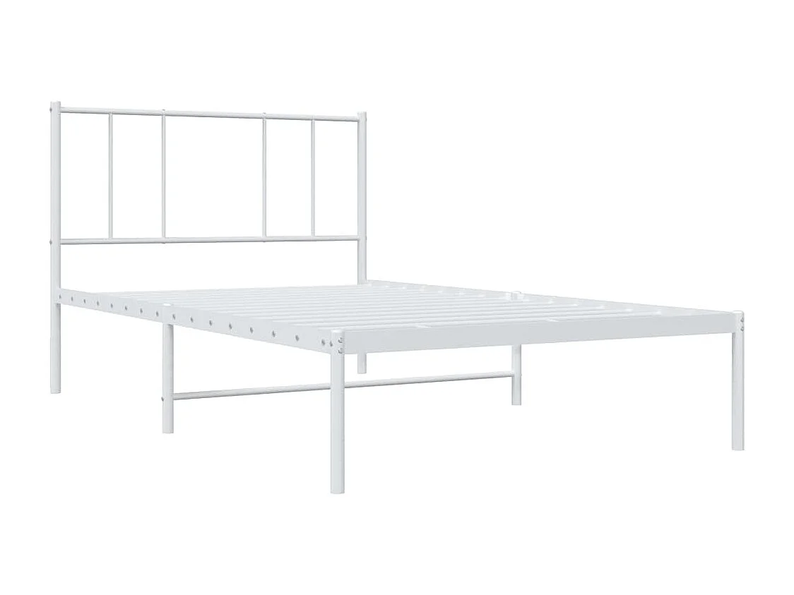 Lit simple | Lit adulte, enfant | Cadre de lit métal et tête de lit blanc 107x203 cm