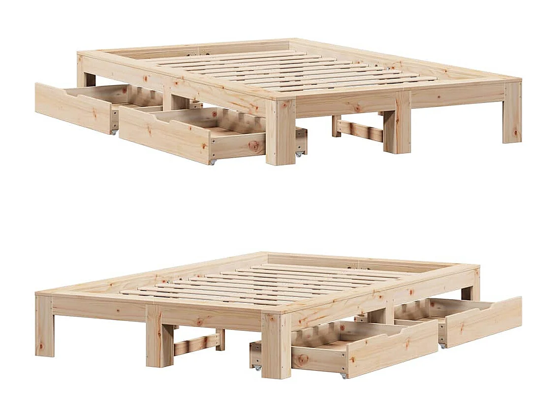 Lit simple | Lit adulte, enfant | Cadre de lit 120x200 cm bois de pin massif