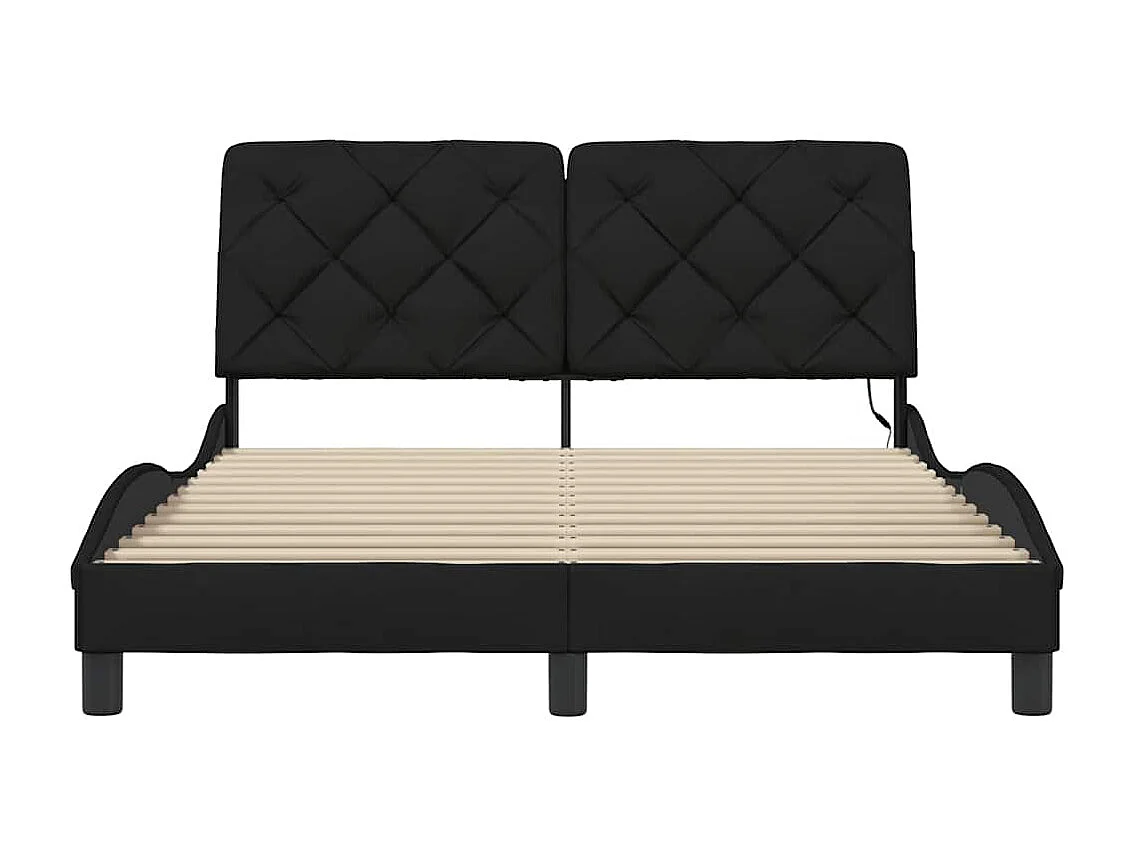 Letto per adulti | Letto matrimoniale | Giroletto con LED senza Materasso Nero 140x190 cm in Tessuto