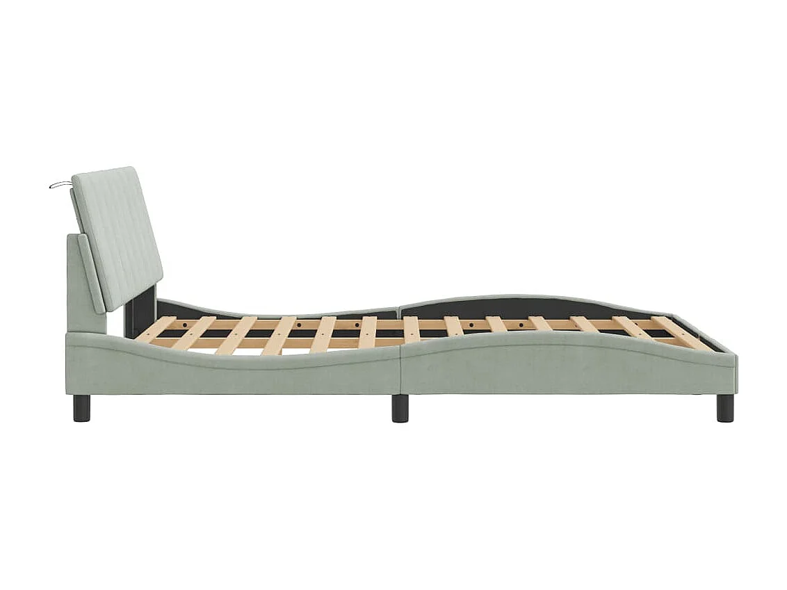 Letto per adulti | Letto matrimoniale | Giroletto senza Materasso Hanko Grigio Chiaro 140x190 cm Velluto