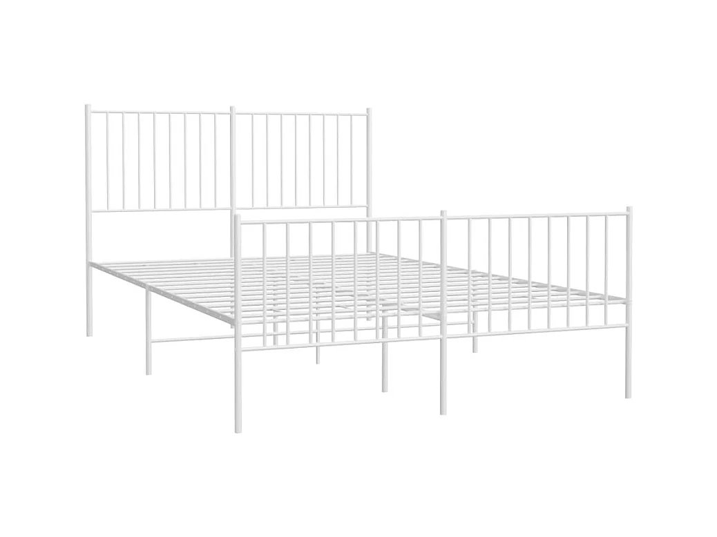 Lit double | Lit adulte | Cadre de lit métal et pied de lit blanc 140x190 cm