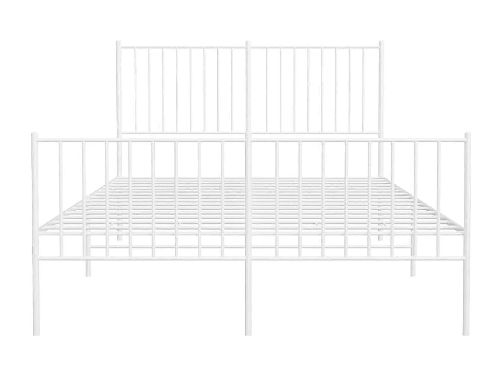 Lit double | Lit adulte | Cadre de lit métal et pied de lit blanc 140x190 cm