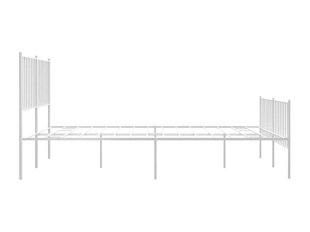 Lit double | Lit adulte | Cadre de lit métal et pied de lit blanc 140x190 cm