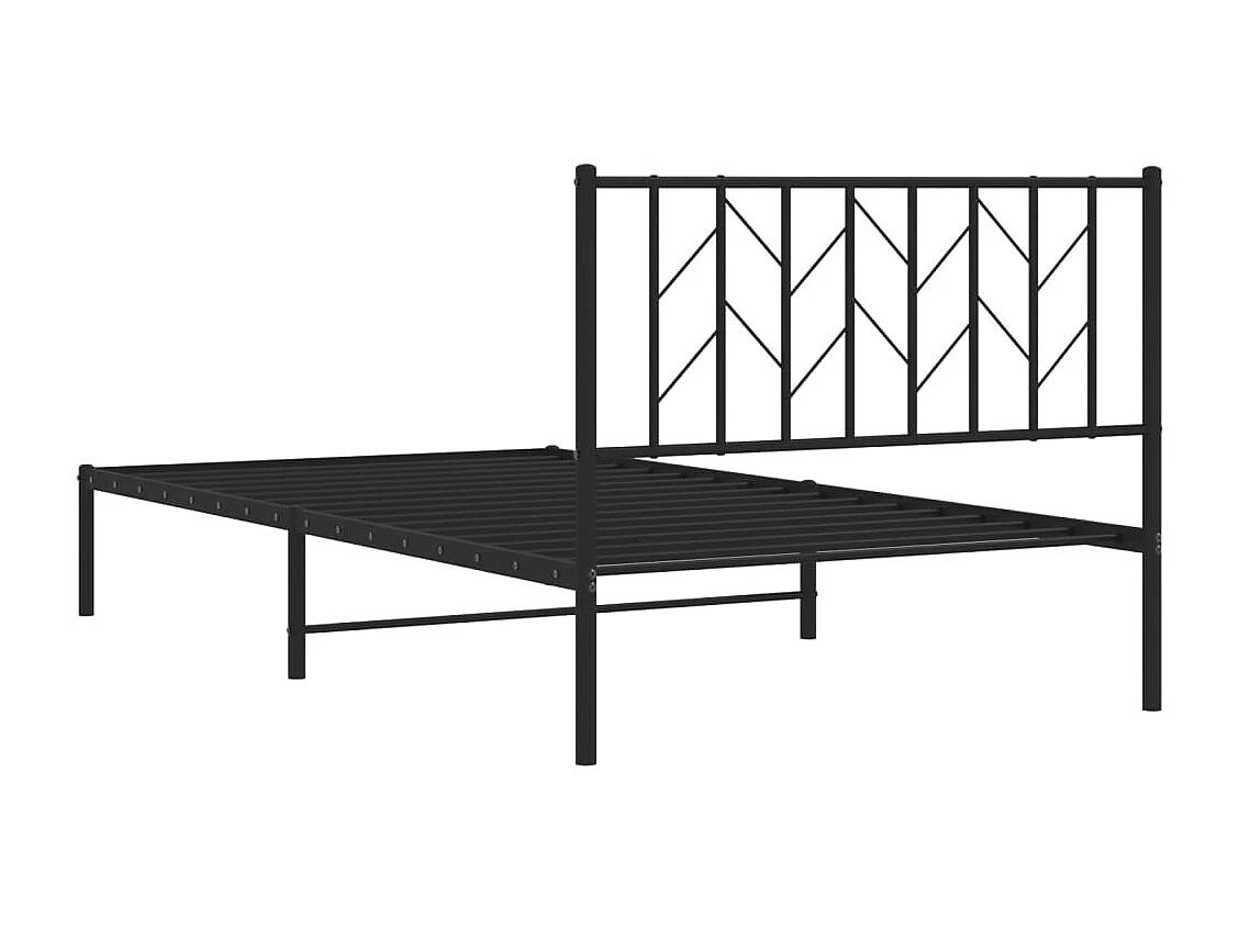 Lit simple | Lit adulte, enfant | Cadre de lit métal avec tête de lit noir 107x203cm