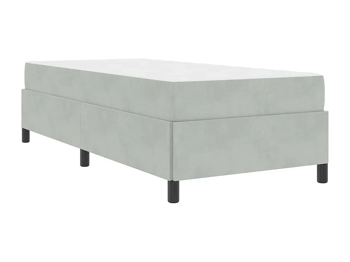 Lit simple | Lit adulte, enfant | Cadre de lit Gris clair gris et blanc 100x200 cm Velours