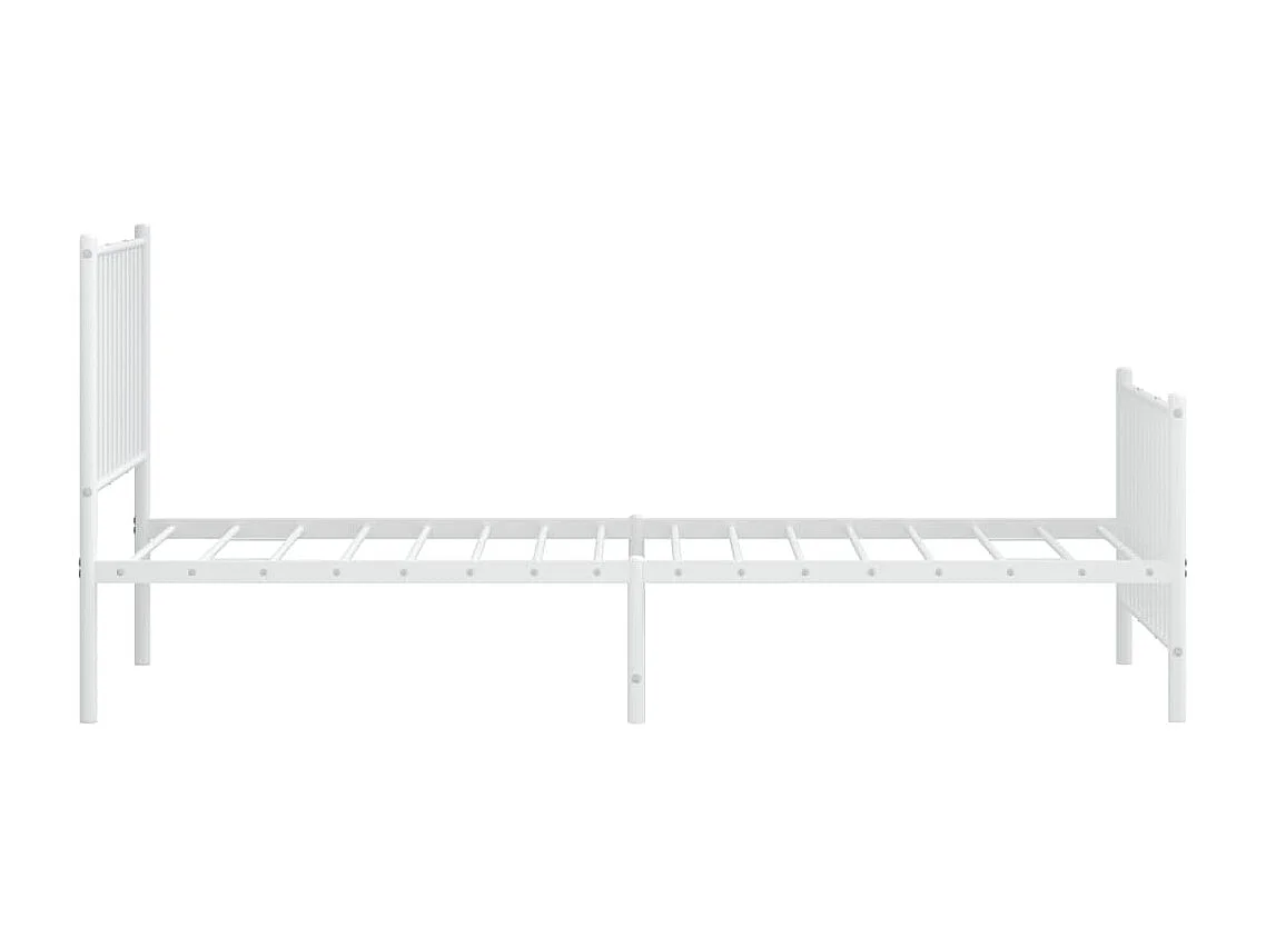 Lit simple | Lit adulte, enfant | Cadre de lit métal avec pied de lit blanc 90x200cm
